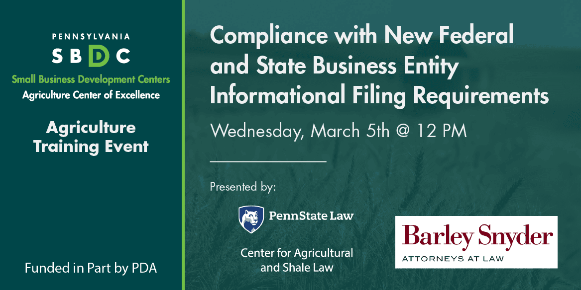 Compliance with new Federal and State Business Entity Informational Filing Requirements